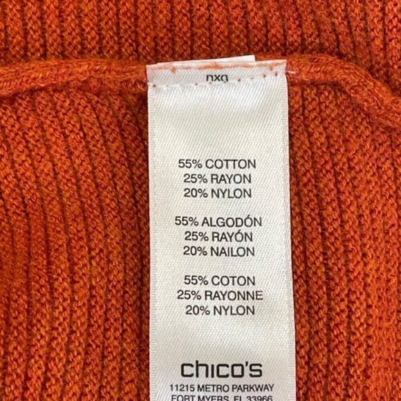 CHICO'S Burnt Orange Ribbed Knit Top - Size Medium - Picture 6 of 8